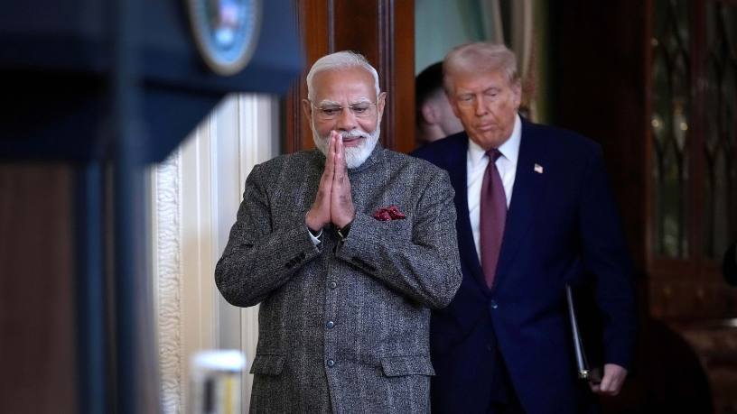 Narendra Modi and Donald Trump in Washington back in February. The confrontational approach represents a deliberate shift in strategy by the US